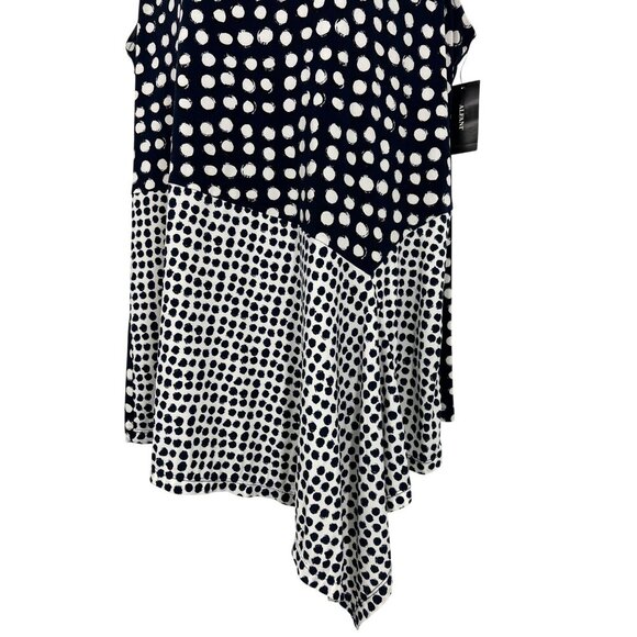 Alfani Women XL Extra Large Blue White Polka Dot Sleeveless Top Blouse NWT New - Picture 4 of 10